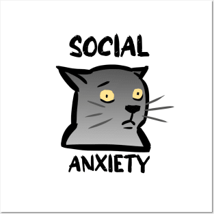 Cat with social anxiety Posters and Art